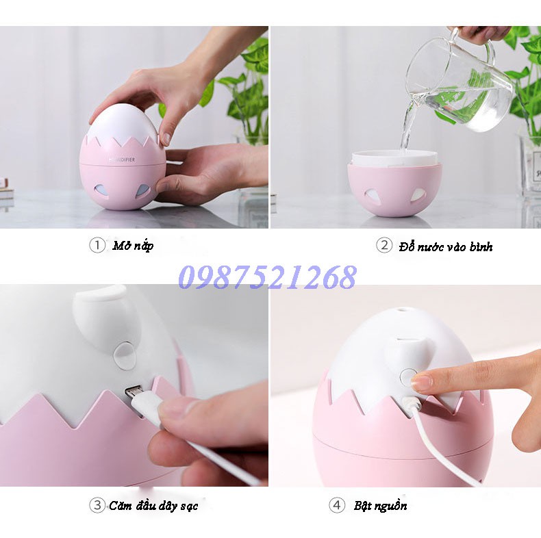 [BH 6 THÁNG] Đèn xông tinh dầu hình quả trứng HUDIMIFIER 400ml