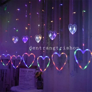Bộ đèn led mành rèm hình trái tim trang trí halloween 0962635288