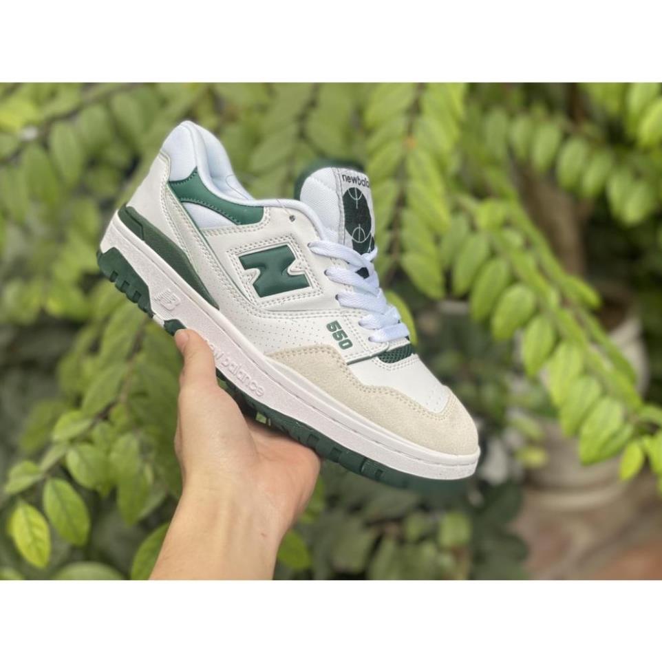 Giày Sneaker NB 550 White Green Cao Cấp Fullbox, Giày thể thao nam nữ newbalance 550 trắng xanh hot trend 2021 🏁