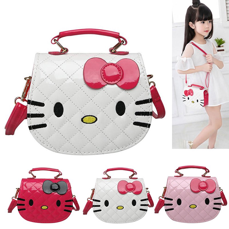 Túi đeo chéo da PU hình mèo Hello Kitty cho bé gái