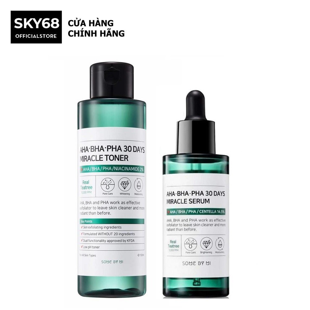 Combo Giảm Mụn Và Dưỡng Da 30 Ngày Some By Mi AHA-BHA-PHA 30 Days Miracle (Toner 150ml + Serum 50ml)