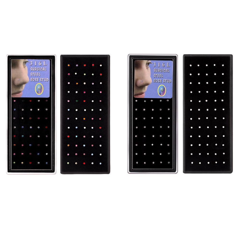 ESPO Set 60 Khuyên Mũi Thép Không Gỉ Đính Đá Cá Tính