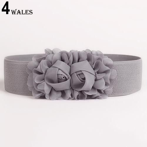 Thắt lưng co giãn bản to họa tiết hoa thời trang cho nữ
