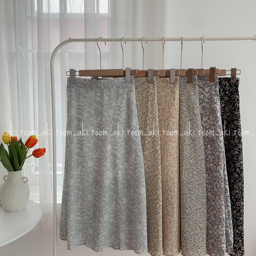 Chân váy hoa dài dáng A lưng chun 6068