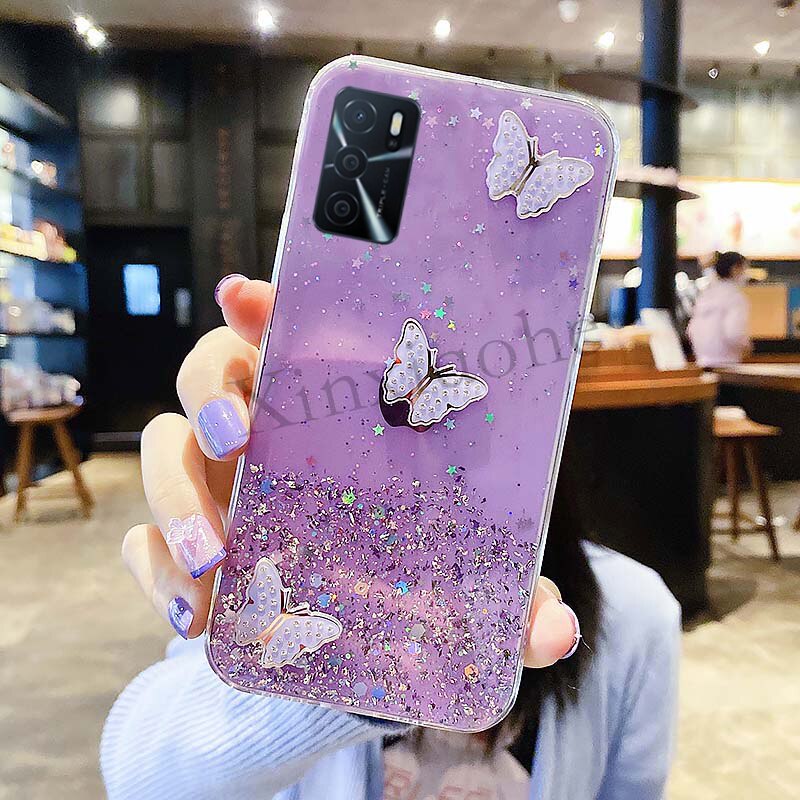 Ốp Điện Thoại Mềm Trong Suốt Hình Bướm Lấp Lánh Cho Xiaomi Redmi Note 11 11S 10 9 8 Redmi10 9A 9C 9T 11T Poco M3 M4 Pro F3