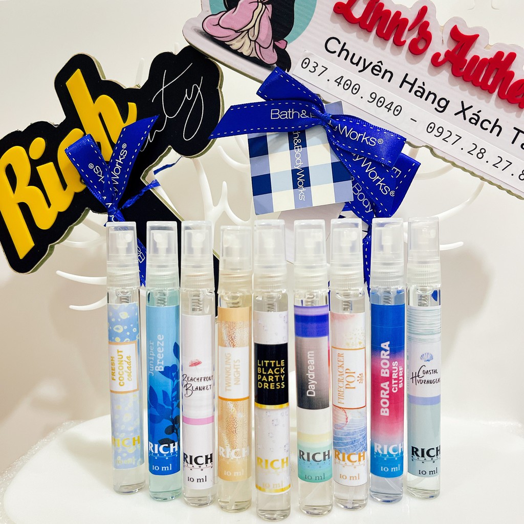 RICH 9 [CHỌN MÙI ] Mini 10ml Body Mist Bath & Body Works Usa Mua 5 chai 10ml (tự chọn) tặng 1 chai 10ml (random)