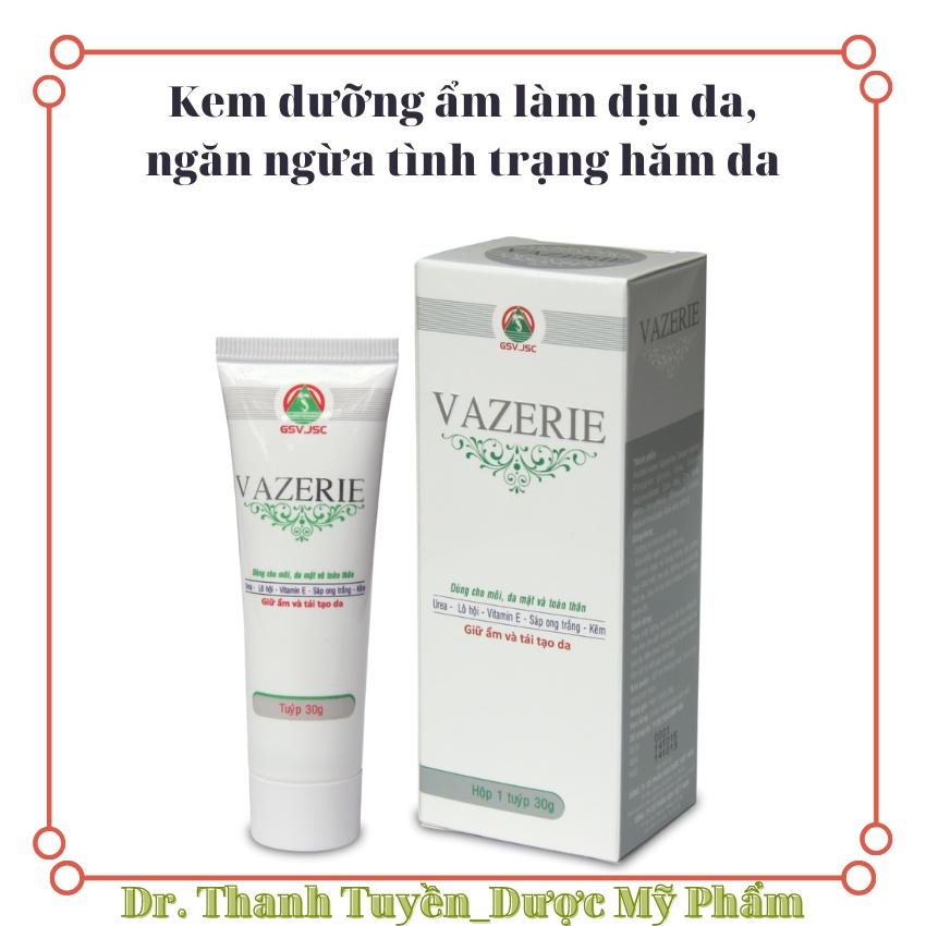 Kem giữ ẩm, tái tạo da, ngừa hăm da Vazerie 30g