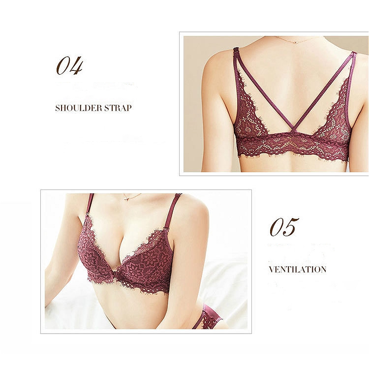 Áo ngực không gọng thép ren hoa / bộ áo ngực và quần lót quyến rũ | BigBuy360 - bigbuy360.vn