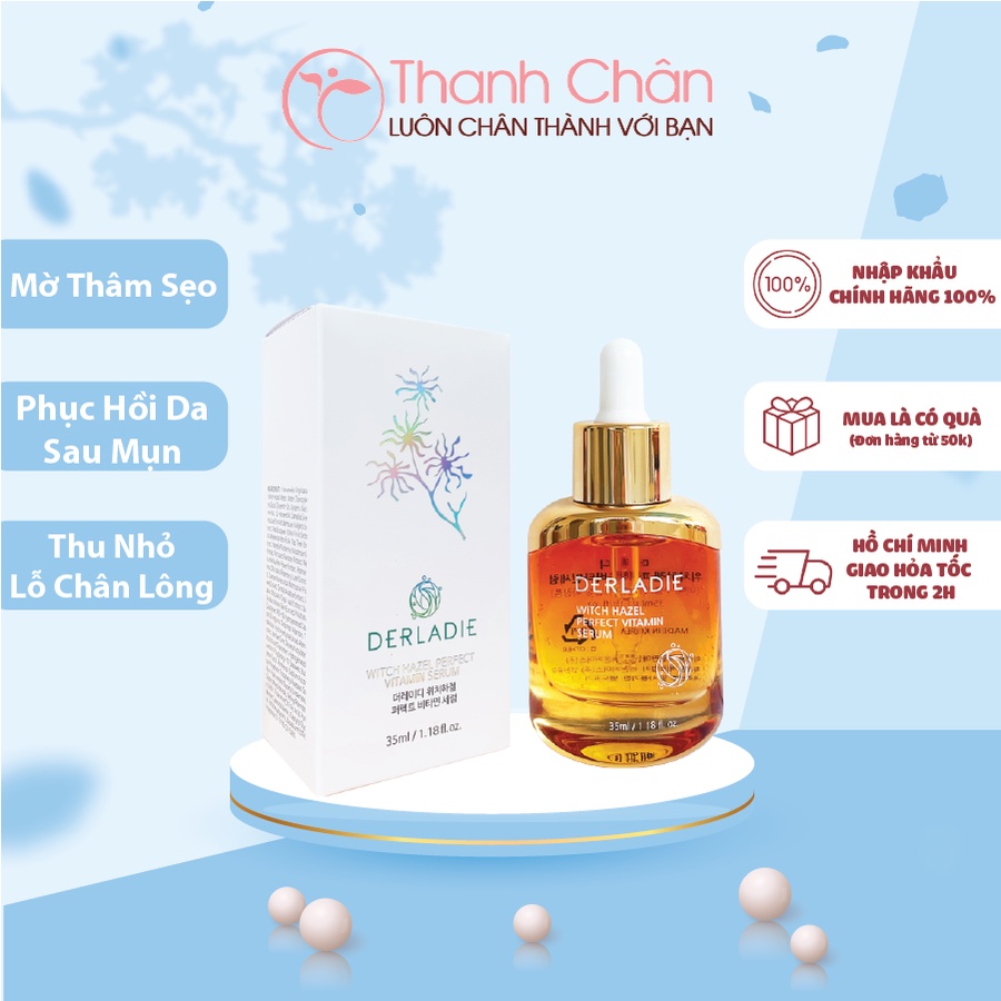 Tinh Chất Mờ Thâm, Phục Hồi Da Mụn Derladie Witch Hazel Perfect Vitamin Serum Cây Phỉ 35ml