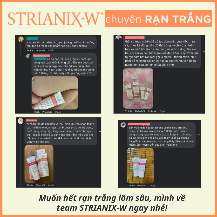 Kem Chống Rạn Da STRIANIX-W 100g Phòng Và Làm Mờ Rạn Trắng Nhập Khẩu Từ Pháp Hiệu Quả Rõ Sau 30 Ngày Sử Dụng