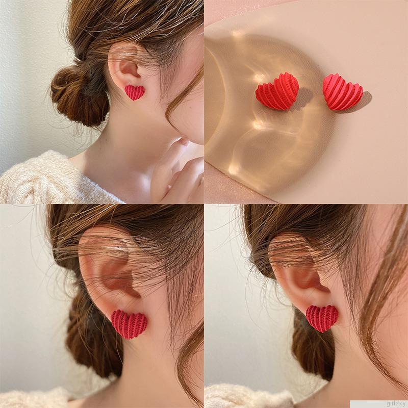 Bông tai hình trái tim màu trơn phong cách Hàn Quốc thời trang cho nữ