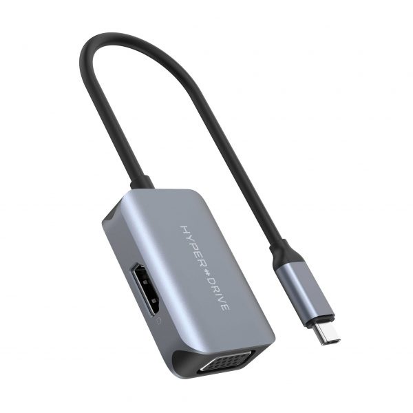 Cổng chuyển HyperDrive HDMI/VGA 4K60HZ 2 IN 1 USB-C HUB Gray (HD-C2HV-GR)