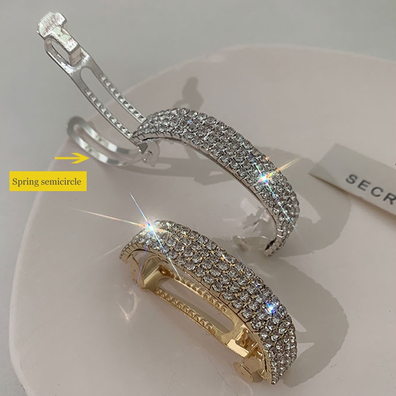 Kẹp tóc kim loại đính đá phong cách Hàn Quốc thời trang