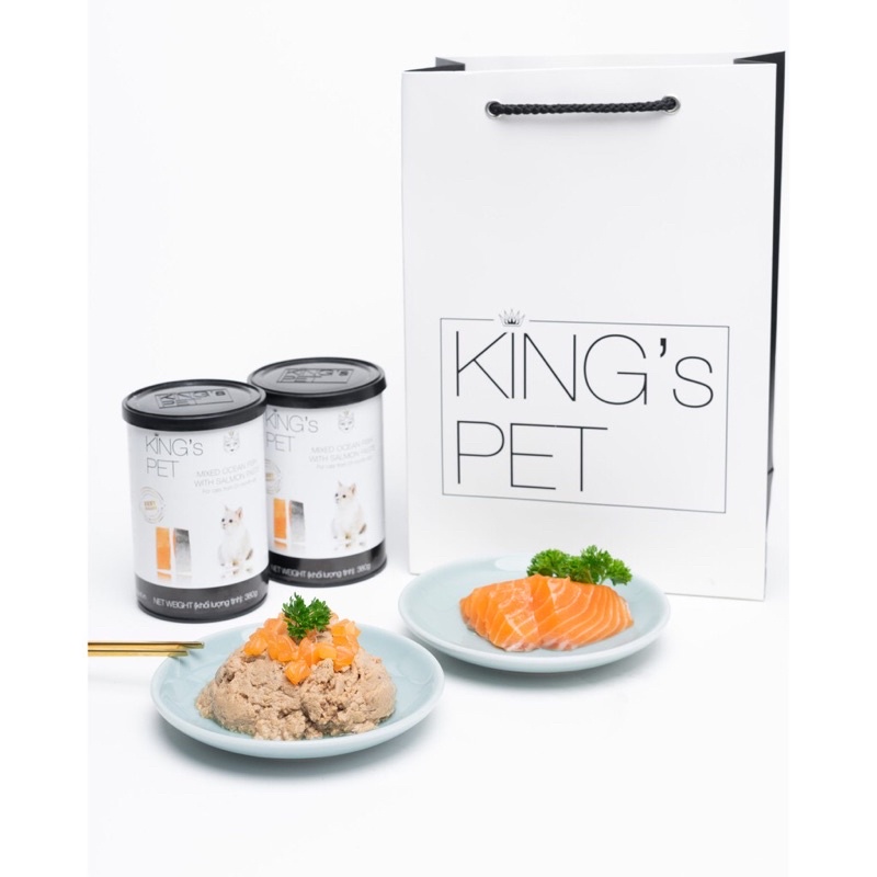[Ngon số 1] Pate Cá và Gà Hỗn Hợp Cho Chó Mèo King’s Pet lon 380g 100% chính hãng