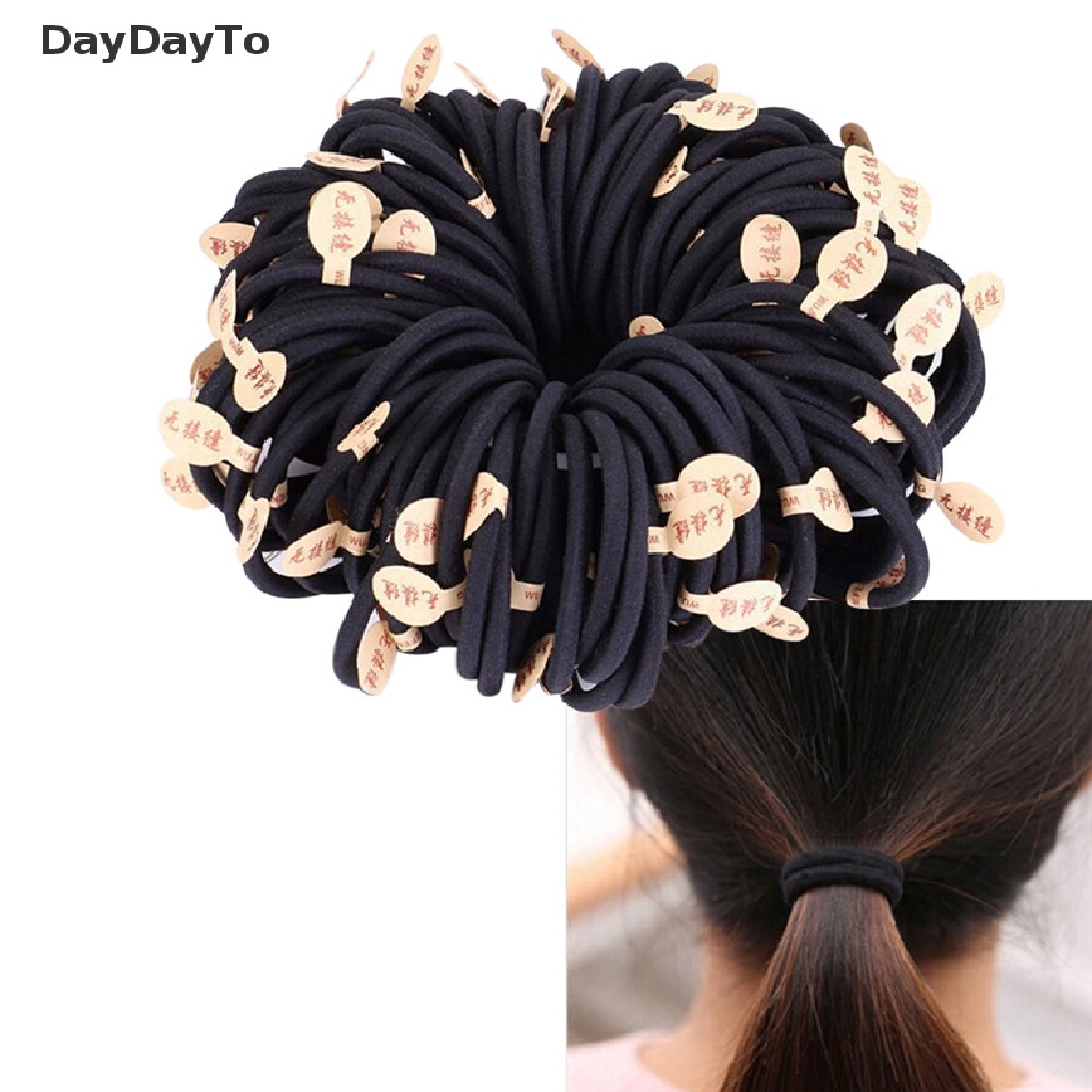 Set 10 Dây Cột Tóc Co Giãn Màu Đen Dày 4mm Dành Cho Nữ