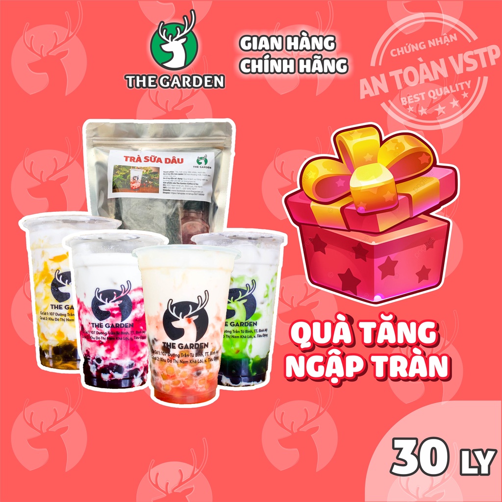 Set Trà Sữa Tự Pha Vị Dâu  THE GARDEN, Nguyên Liệu Làm Trà Sữa Việt Quất, Dưa Lưới, Xoài 25-30 LY