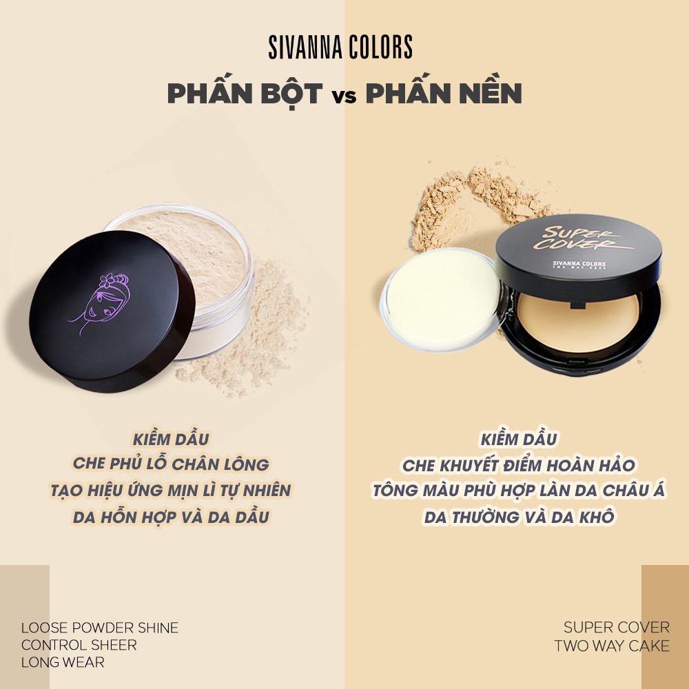 [Date 2027] Phấn Phủ Sivanna Loose Powder Kiềm Dầu Dạng Bột F010