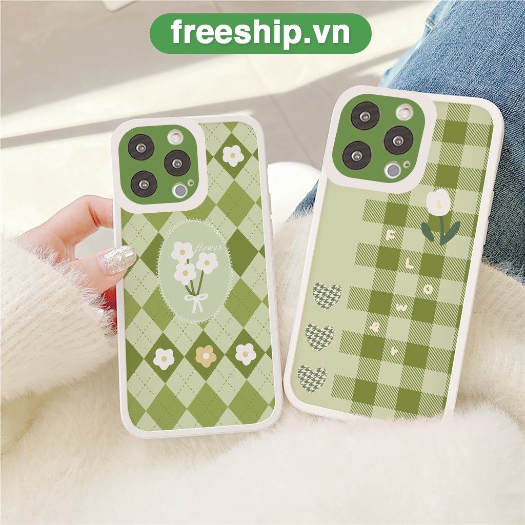 Ốp lưng iphone Green Tulip bóng cạnh vuông 6/6plus/6s/6splus/7/7plus/8/8plus/x/xr/xs/11/12/13/pro/max/plus/promax