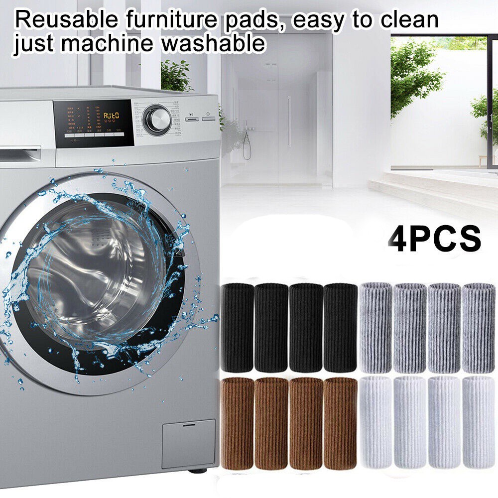 Set 4 Vỏ Bọc Chân Ghế Bằng Polyester Chống Trượt Nhiều Màu Dễ Thương