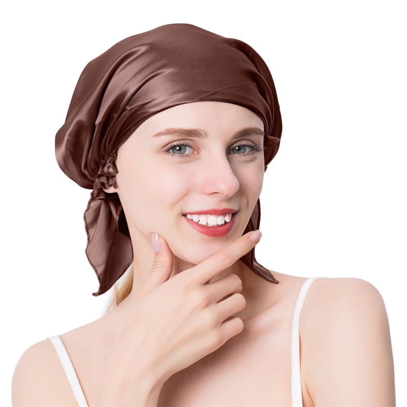 Youyo Mũ Trùm Đầu Bằng Lụa Satin Lụa Co Giãn Thoải Mái Khi Ngủ Cho Nữ