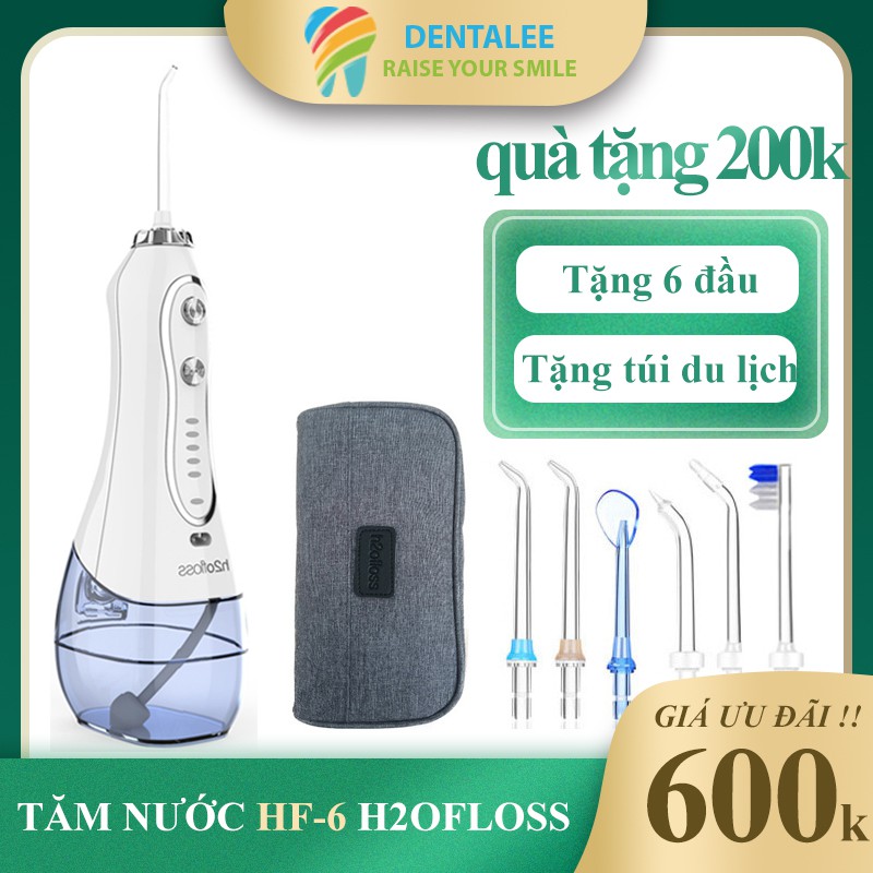 Máy tăm nước h2ofloss cầm tay cao cấp ORAL IRRIGATOR DENTALEE tặng kèm 5 vòi phun bảo hành chính hãng xỉa răng nước