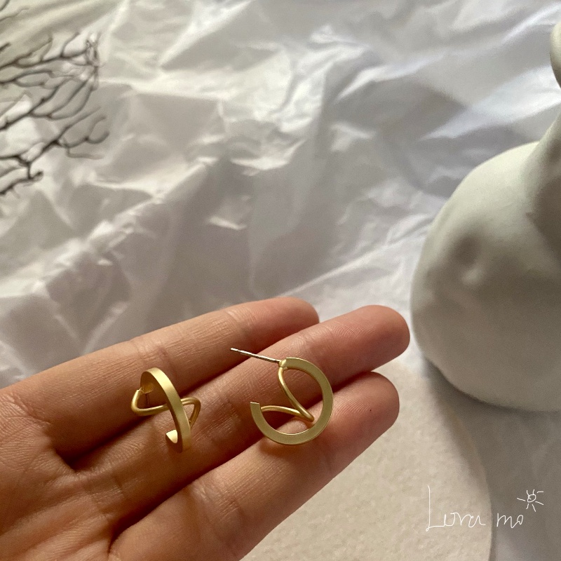 Bông Tai Hình Bán Nguyệt In Chữ C Phong Cách vintage Hàn Quốc Thời Trang Cho Nữ