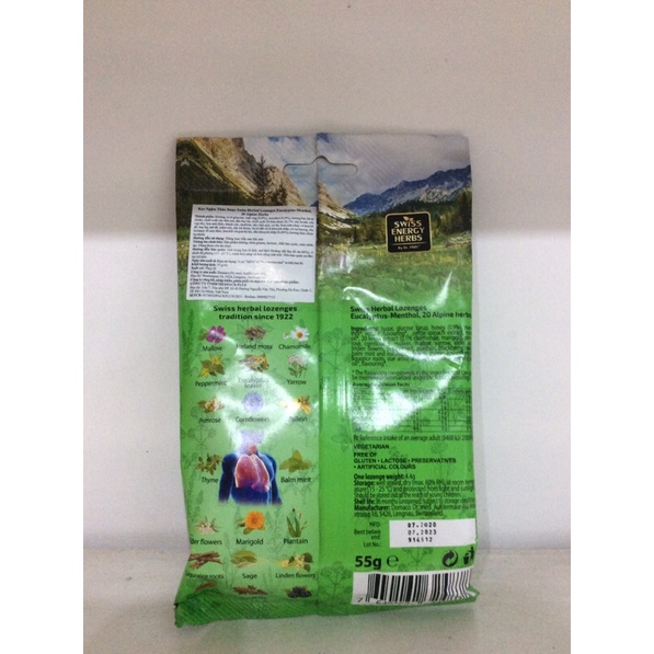 kẹo ngậm swiss Herbal lozenges EucalyptusMenthol Kẹo ViệtMart.vn
