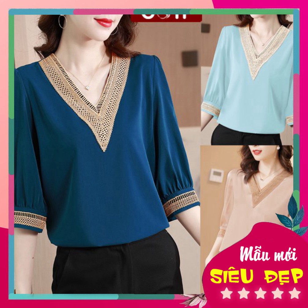 ÁO SƠ MI NỮ CÔNG SỞ, ÁO KIỂU NỮ HÀN QUỐC CỔ V VIÊN REN, ÁO SƠ MI CỔ TIM CAO CẤP 3A03 3A04 3A10