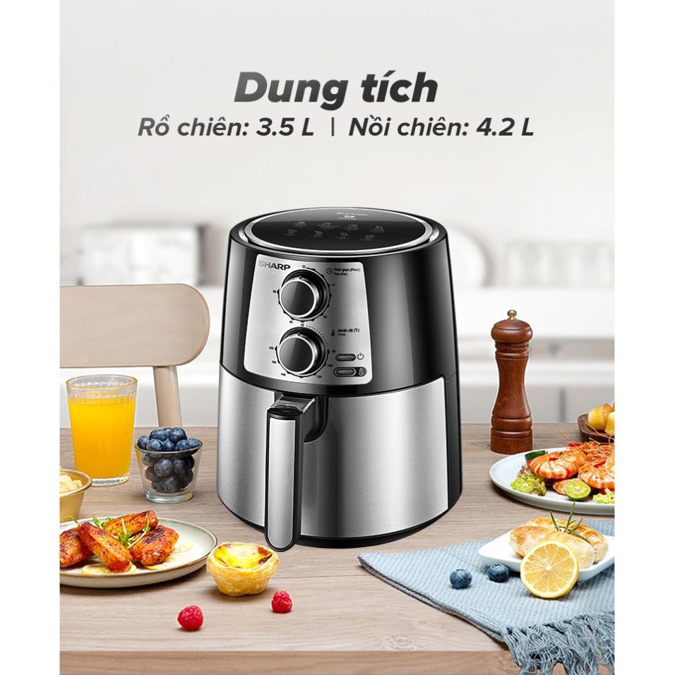 [Mã 55ELSALE1 giảm 7% đơn 300K] Nồi Chiên Không Dầu Sharp KF-AF42MV-ST Chống Dính 4.2L 1250-1450W - Chính hãng