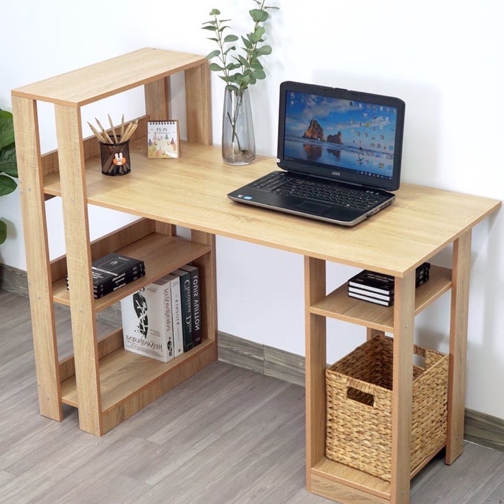 Bàn làm việc , bàn học dáng chữ L kèm giá để sách tiện lợi 40x100