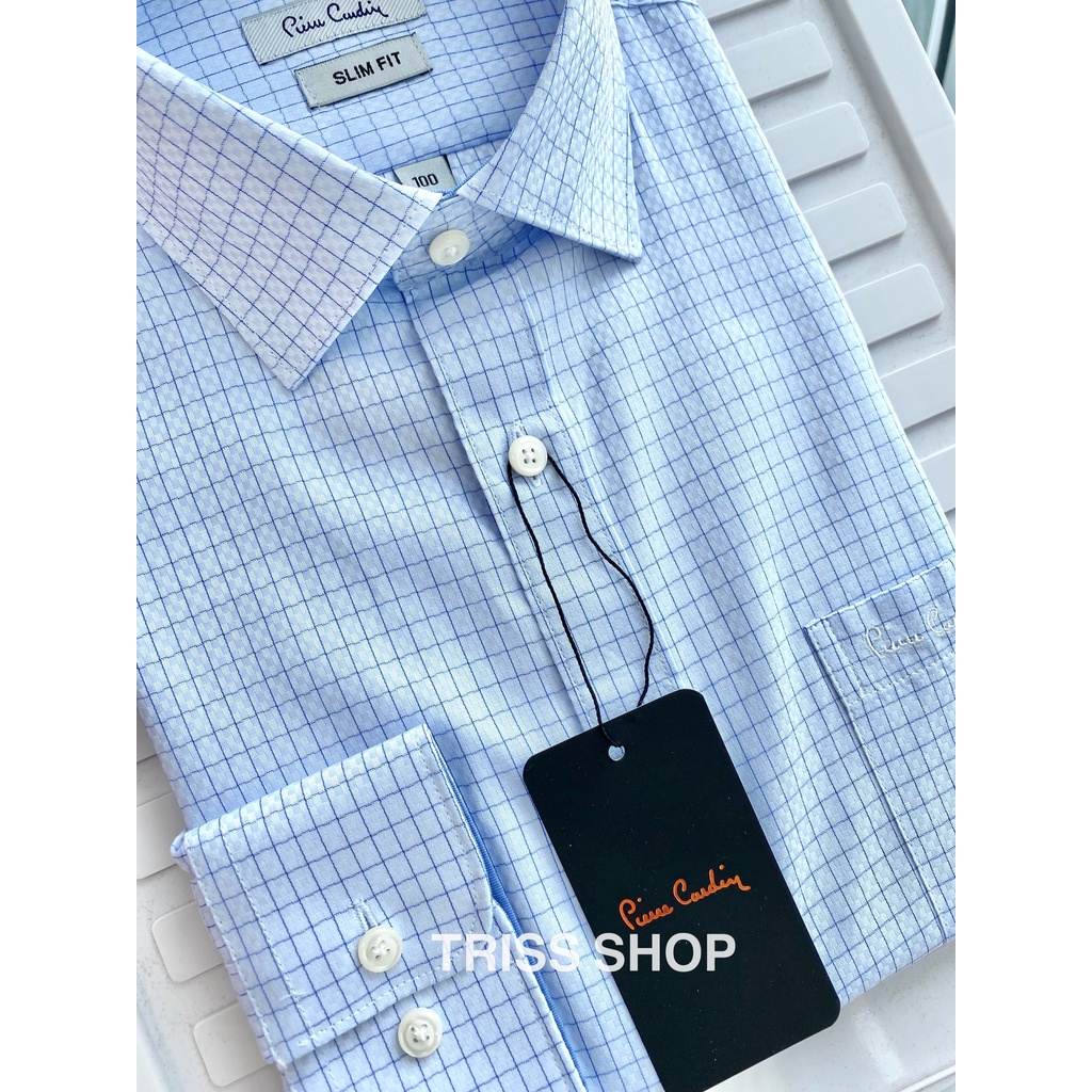 Áo sơ mi nam dài tay Pierre Cardin 10 vải cotton chống nhăn form slimfit