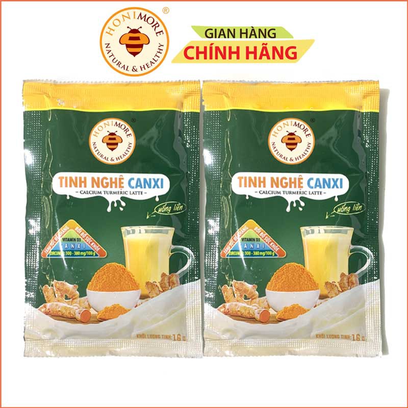 Set 2 gói Tinh bột nghệ Canxi Honimore - Tốt cho xương, làm đẹp da, tốt cho dạ dày