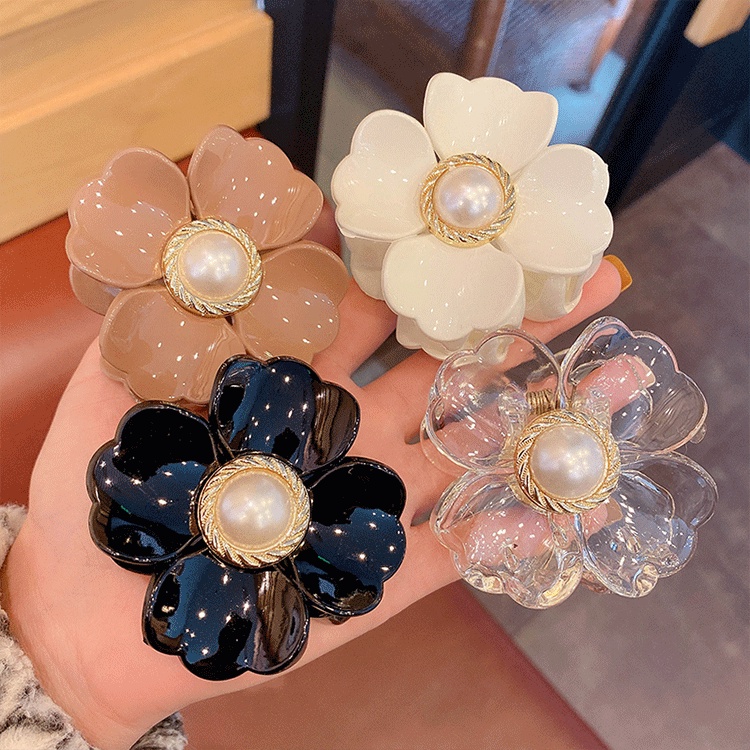 Kẹp càng cua bông hoa lớn mẫu mới cổ điển nhựa bóng siêu đẹp phong cách tiểu thư Hàn Quốc Tatitava