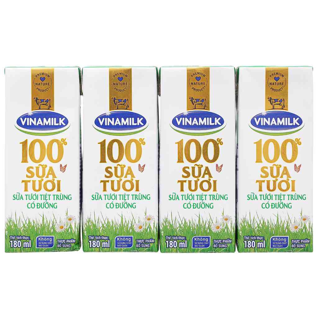 Lốc 4 hộp Vinamilk 100% 180ml (Đủ Vị)