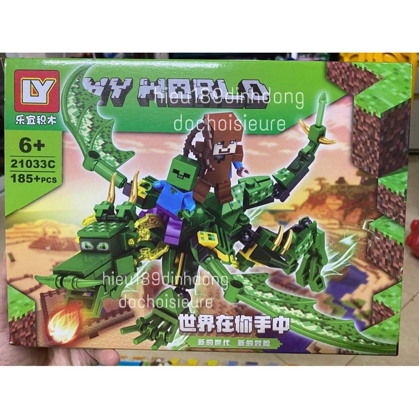 Lắp ráp xếp hình non Lego Minecraft My world 21033 : Rồng ender 4 màu (khách hàng chat chọn mẫu)