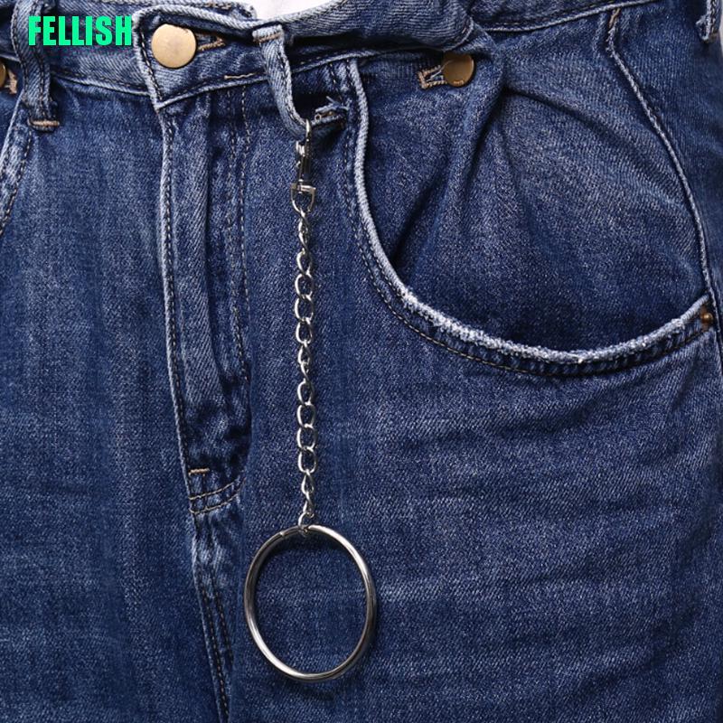 Dây Xích Dài 20cm Bằng Kim Loại Gắn Vòng Đeo Quần Phong Cách Punk