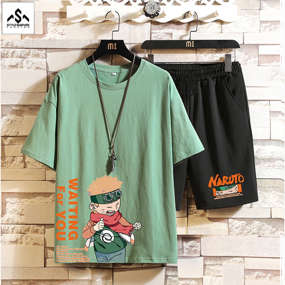 Set Quần Áo Thun Nam In Hoạt Hình NARUTO Trẻ Trung Hot Trend Mùa Hè 2022 STYLE MARVEN - SET NAM 013C