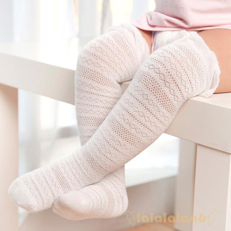 Vớ cotton phối ren dài đến đầu gối cho bé gái