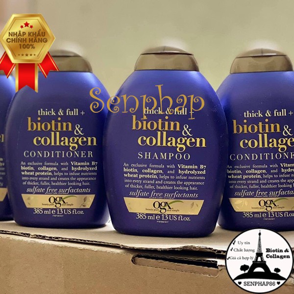 Dầu gội Biotin Collagen ❤️Free Ship❤️ tím xuất sứ Mỹ cặp gội xả 385ml hiệu quả nhất hiện nay