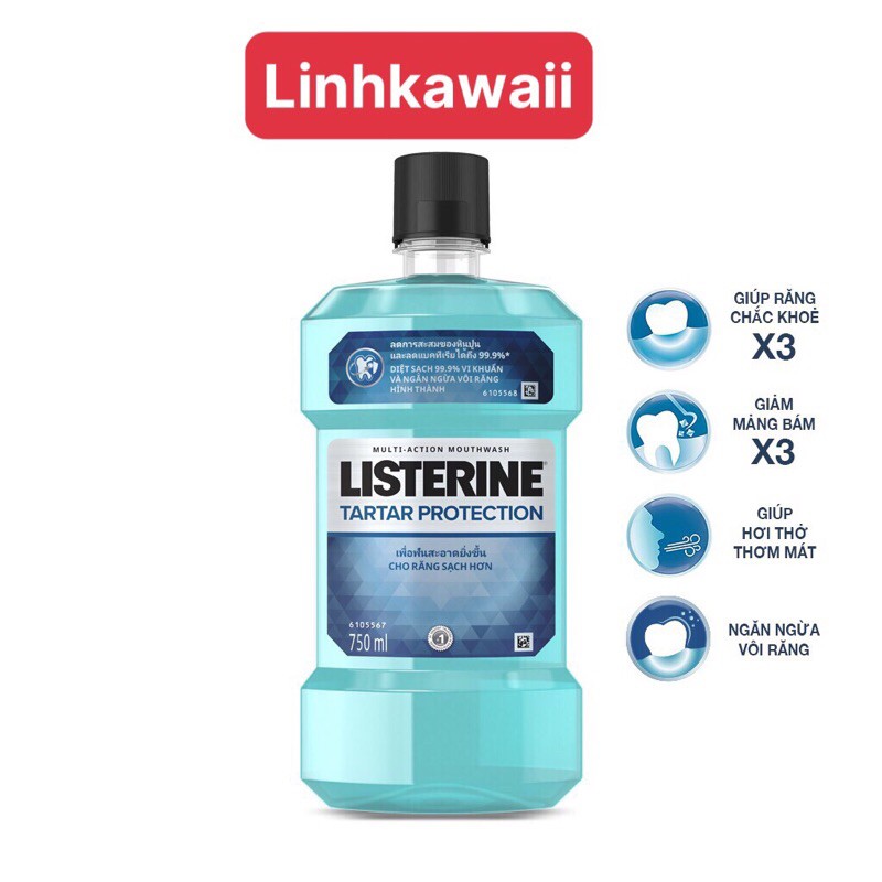 Nước súc miệng ngăn ngừa mảng bám Listerine Tartar Protection 750ml