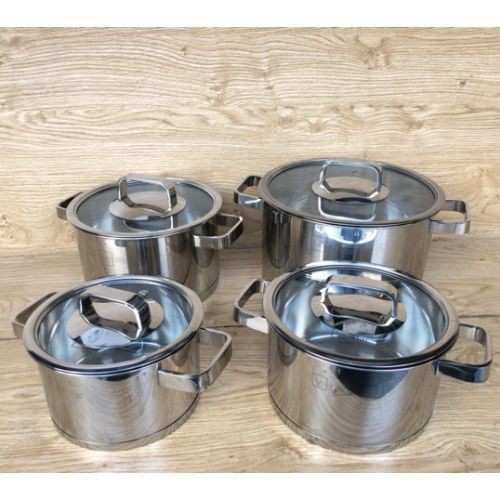 Nồi inox 304 Fivestar 3 đáy quai vuông nắp kính,dùng được bếp từ ,tặng 5 muỗng