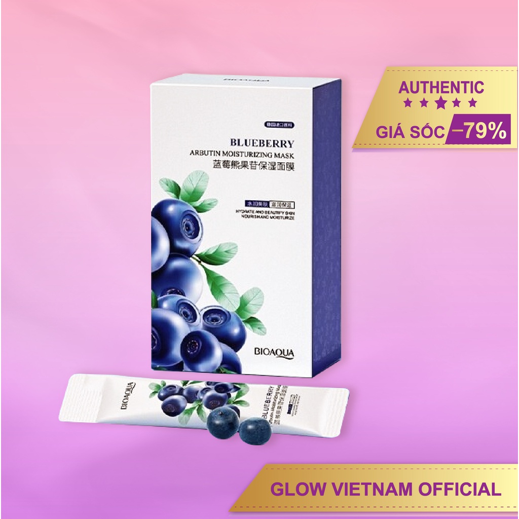 Mặt nạ trắng da glycoside tinh chất việt quất Bioaqua kiểm soát dầu, phục hồi da khô, chống lão hoá- Glow Vietnam