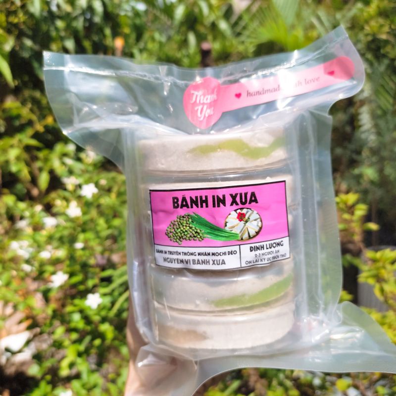 Bánh in mix 4 vị không trứng 400g (nhân dừa,  đậu xanh sầu riêng,  đậu xanh lá dứa,  môn)