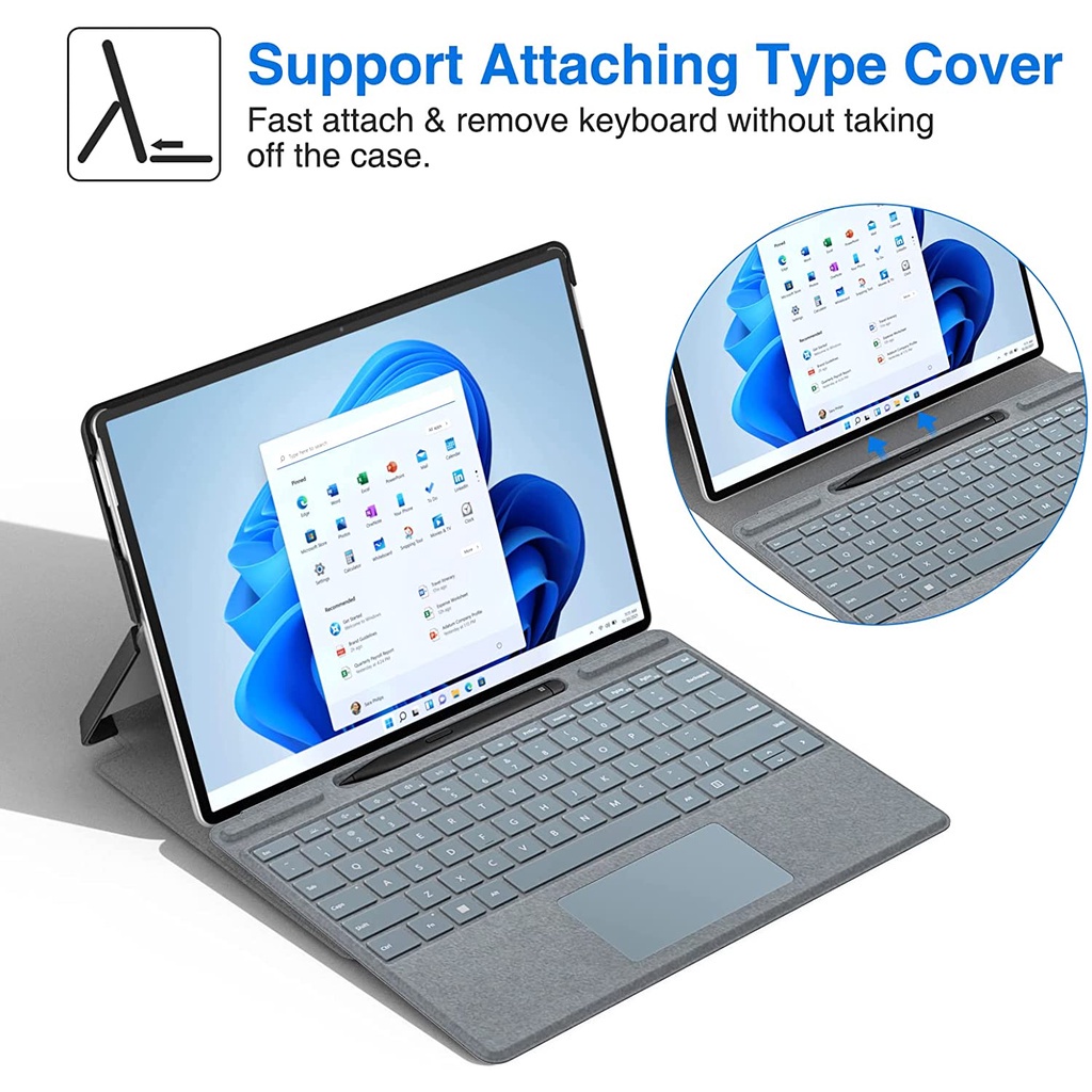 Ốp điện thoại dành cho máy tính bảng Surface Pro 8 bằng da PU mỏng nhẹ