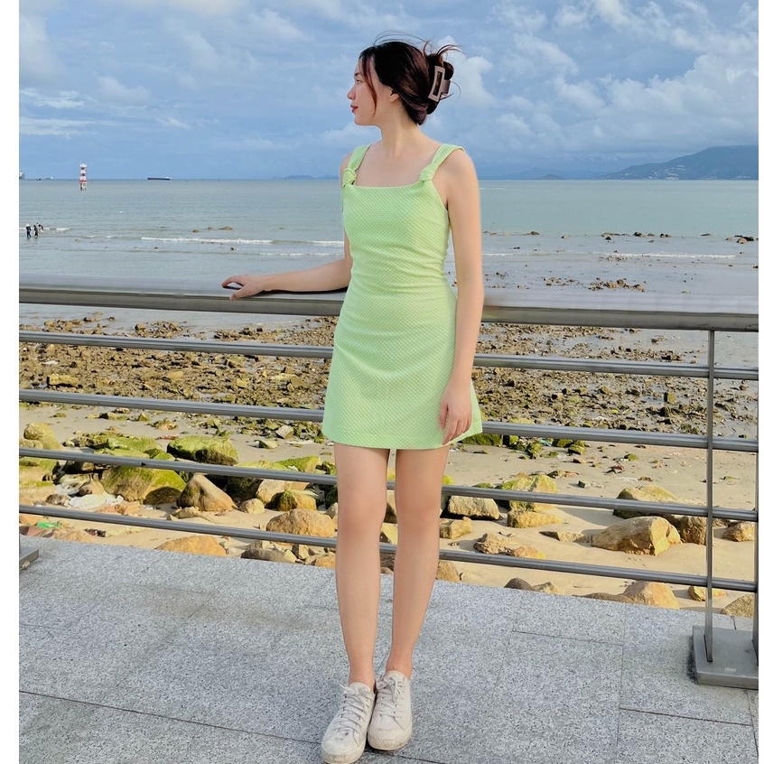 Váy xanh cốm thắt nút Fabric Holic