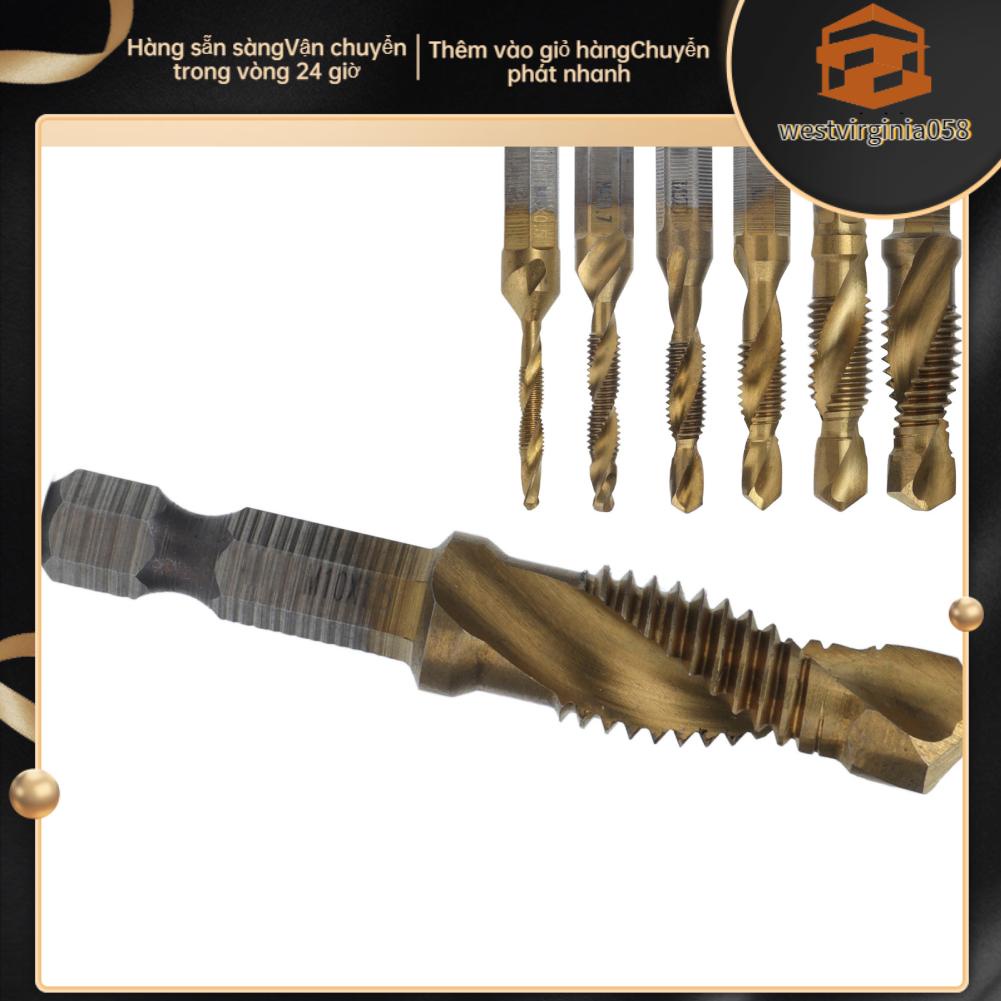 Westvirginia058 Tap khoan Bits Hex Shank Titan tráng Metric Trục vít kết hợp Bit khai thác cho gỗ