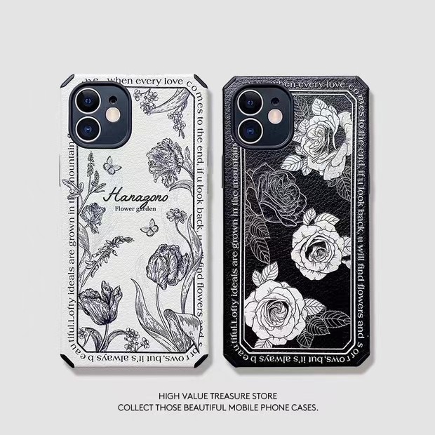 Ốp điện thoại hình hoa hồng trắng đen cho iphone 13 Pro Max i13 13pro 11 Pro Max i11 iX XS XR Xs MAX 7plus 8plus 7 PLUS 8 PLUS 12Pro 12 Pro Max
