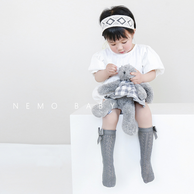 Vớ KOKOROCARE YS-YR01 lưới mỏng đính nơ thắt lớn size S/ M dành cho bé gái từ 0-3 tuổi
