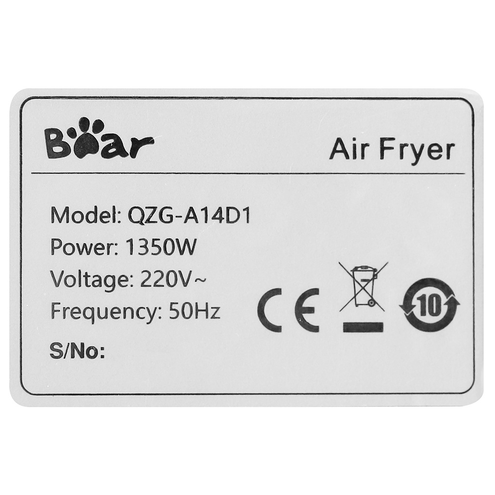 [Mã ELHADEV giảm 4% đơn 300K] Nồi chiên không dầu Bear QZG-A14D1 3.6 lít công suất 1350W - Hàng chính hãng BH 18 tháng