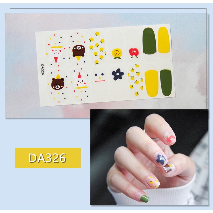 Bộ nail sticker 14 miếng dán móng tay trang trí 3D DA321-DA340 xinh xắn chống thấm nước